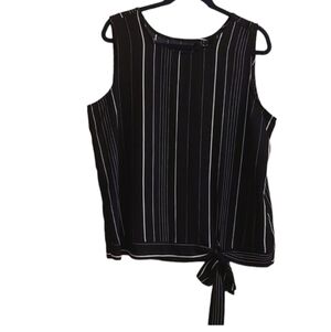 NEW JULES & LEOPOLD Sleeveless Black and White Striped Top Waist Tie sz L